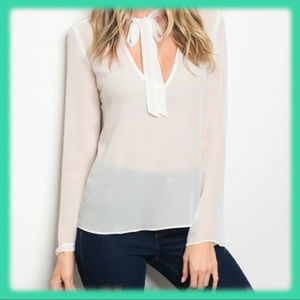 NECK TIE CHIFFON TOP @LAST TWO